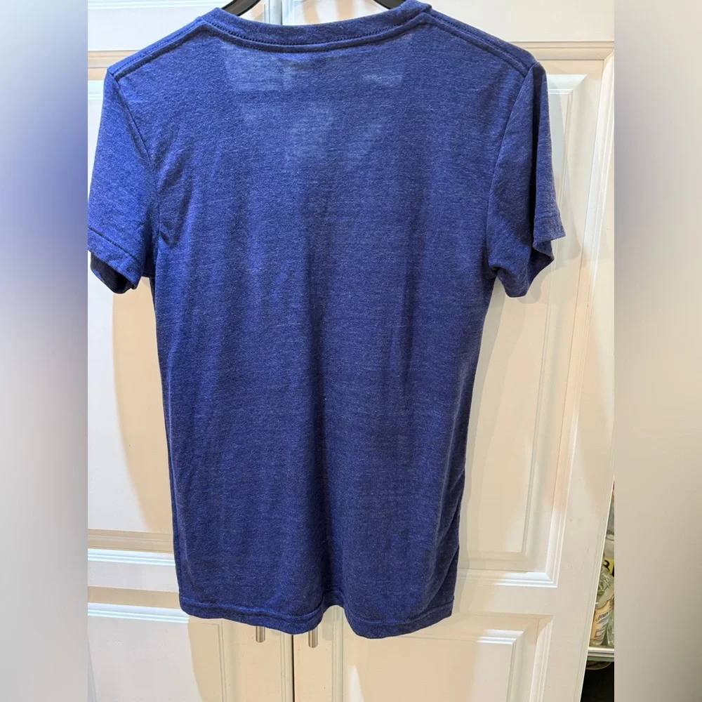 American Apparel Blue and White Cat Print Tee S